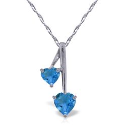 14K WG .90ct & .50ct BLUE TOPAZ HEART NECKLACE