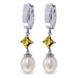 14k Solid Gold 1.50ct Citrine & Pearl Earrings