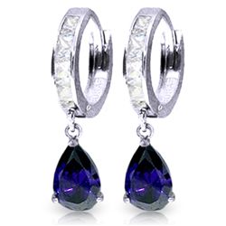 14K White Gold 3.25ct Sapphire & White Topaz Earring