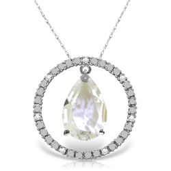 14K White Gold 6.5ct White Topaz & Diamond Necklace