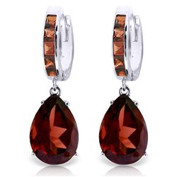 14K White Gold 12.0ct & 1.2ct Garnet Huggie Earring