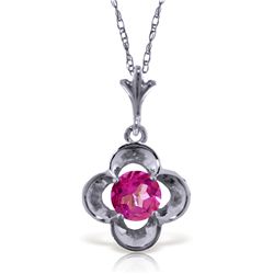 14k Solid Gold 0.55ct Pink Topaz Flower Necklace