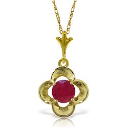 14k Solid Gold 0.55ct Ruby Flower Necklace