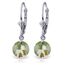 14k Solid Gold 3.10ct Green Amethyst Earrings