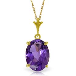 14k Solid Gold 3.12ct Oval Amethyst Necklace