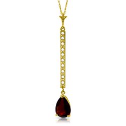 14k Solid Gold 1.75ct Garnet & Diamond Necklace