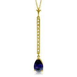14k Solid Gold 1.75ct Sapphire & Diamond Necklace