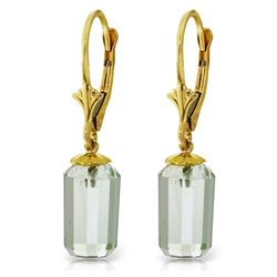 14k Solid Gold 9.0ct Green Amethyst Earrings