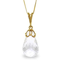 14k Solid Gold 7.0ct White Topaz Necklace