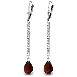14k Solid Gold 3.50ct Garnet & Diamond Earrings