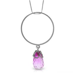 14K White Gold 3.00ct Briolette Pink Topaz Necklace