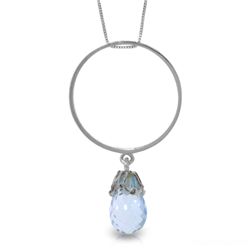 14K White Gold 3.00ct Briolette Blue Topaz Necklace