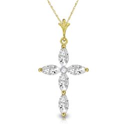 14k Solid Gold 1.08ct White Topaz & Diamond Necklace