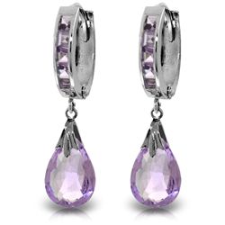 14K White Gold 6.00ct & .85ct Amethyst Hoop Earring