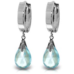 14k Solid Gold 6.0ct Blue Topaz Dangle Earrings