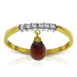 14k Solid Gold 1.35ct Garnet & Diamonds Ring