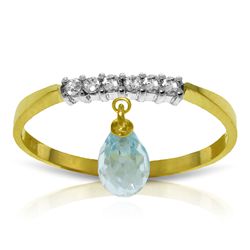 14k Solid Gold 1.35ct Blue Topaz & Diamonds Ring