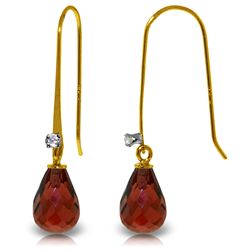 14k Solid Gold 1.35ct Garnet & Diamond Earrings