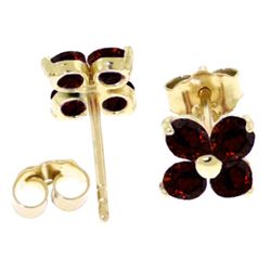 14k Yellow Gold 1.15ct Garnet Flower Earrings