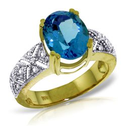 14K Y.GOLD 0.20ct DIAMOND & 3.00ct BLUE TOPAZ RING