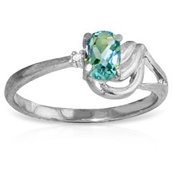14k Solid Gold 0.45ct Blue Topaz & Diamond Ring