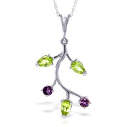 14k Solid Gold Peridot & Amethyst Necklace