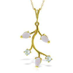 14k Solid Gold Opal & Aquamarine Necklace
