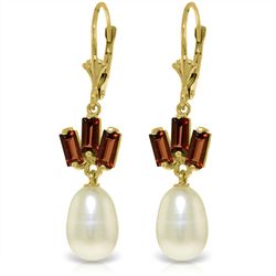 14k Yellow Gold Pearl & 1.35ct Garnet Earrings