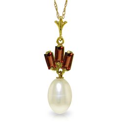 14k Yellow Gold Pearl & 0.68ct Garnet Necklace