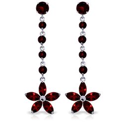 14k WG Garnet Flower Dangle Earrings