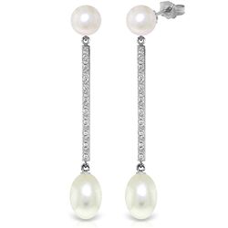 14k WG 2.0ct 8.0ct Pearl & .11ct Diam. Chandelier Earring