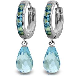 14K White Gold 4.50ct & .85ct Blue Topaz Hoop Earring