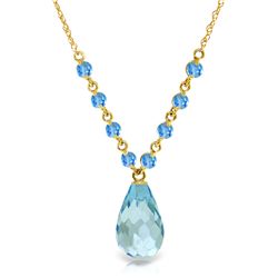 14k Solid Gold Blue Topaz Stationed Necklace