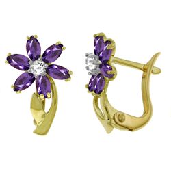 14k YG 1.00ct Amethyst w/ Diamond French Clip Earrings