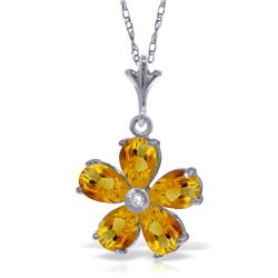 14k Solid Gold 2.20ct Citrine & Diamond Necklace