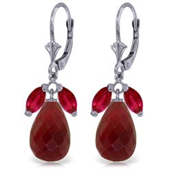 14K White Gold 17.6ct & 1.0ct Ruby Leverback Earring