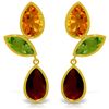 Image 1 : 14k YG Citrine, Peridot & Garnet Earrings