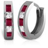 Image 1 : 14k Solid Gold Ruby & White Topaz Earrings