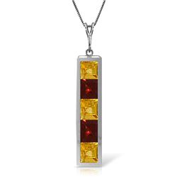 14k Solid Gold Citrine & Garnet Necklace