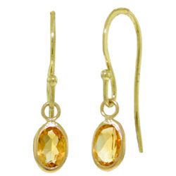 14k Gold 1.0ct Citrine Fish Hook Earrings