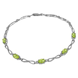 14k WG 1.15ct Peridot & .01ct Diamond Tennis Bracelet