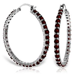 14K White Gold 6.0ct Round Garnet Hoop Earring