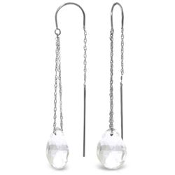 14k WG 6.0ct White Topaz Threaded Earrings