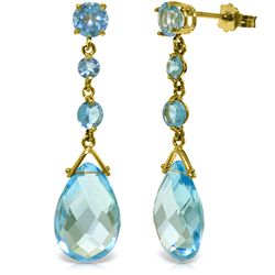 14k Yellow Gold Blue Topaz Drop Dangle Earrings