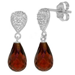 14k 4.50ct Garnet with Diamond Drop Earrings