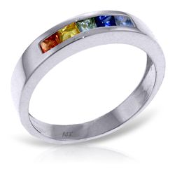 14K White Gold .60ct Princess Multi Color Sapphire Ring
