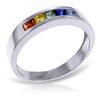Image 1 : 14K White Gold .60ct Princess Multi Color Sapphire Ring