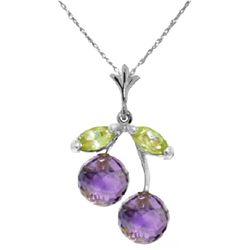 14k WG 1.25ct Amethyst and Peridot Petite Necklace