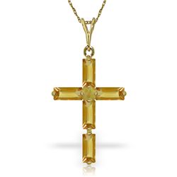 14k Solid Gold 1.15ct Citrine Cross Necklace