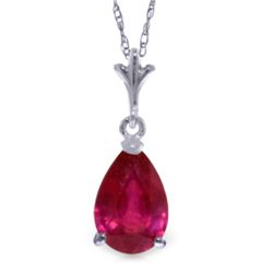 1.75ct Drop Ruby Necklace in 14k WHITE GOLD